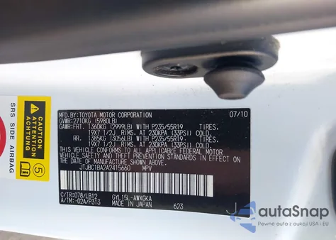 2010 Lexus Rx 450H из США, поврежденный, VIN JTJBC1BA2A2415660